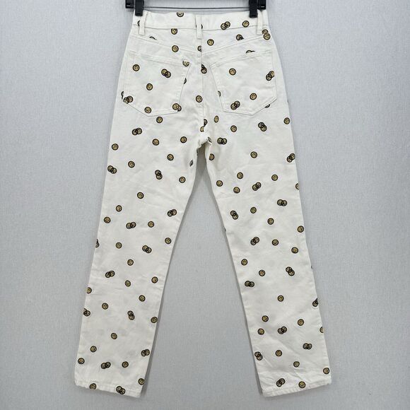 Reformation Jeans 26 High Rise Straight Mixed Emotions White Embroidered *Spot - Picture 2 of 13